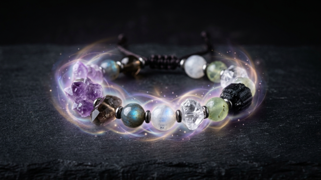 Intention bracelet with natural crystals for mindful daily energy
