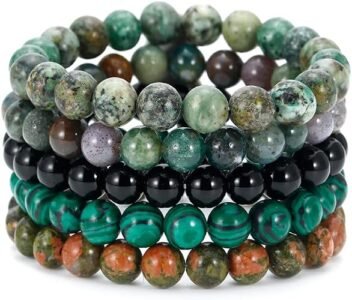 Stackable semi precious gemstone bracelet set for daily styling