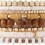 Boho Bead Bracelets for Women Bohemian Stackable Gold Plated Beaded Stretch Bracelets Elastic Layering Friendship Bracelets Set Boho Jewelry