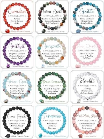 Natural crystal bracelet set with semi precious gemstone beads